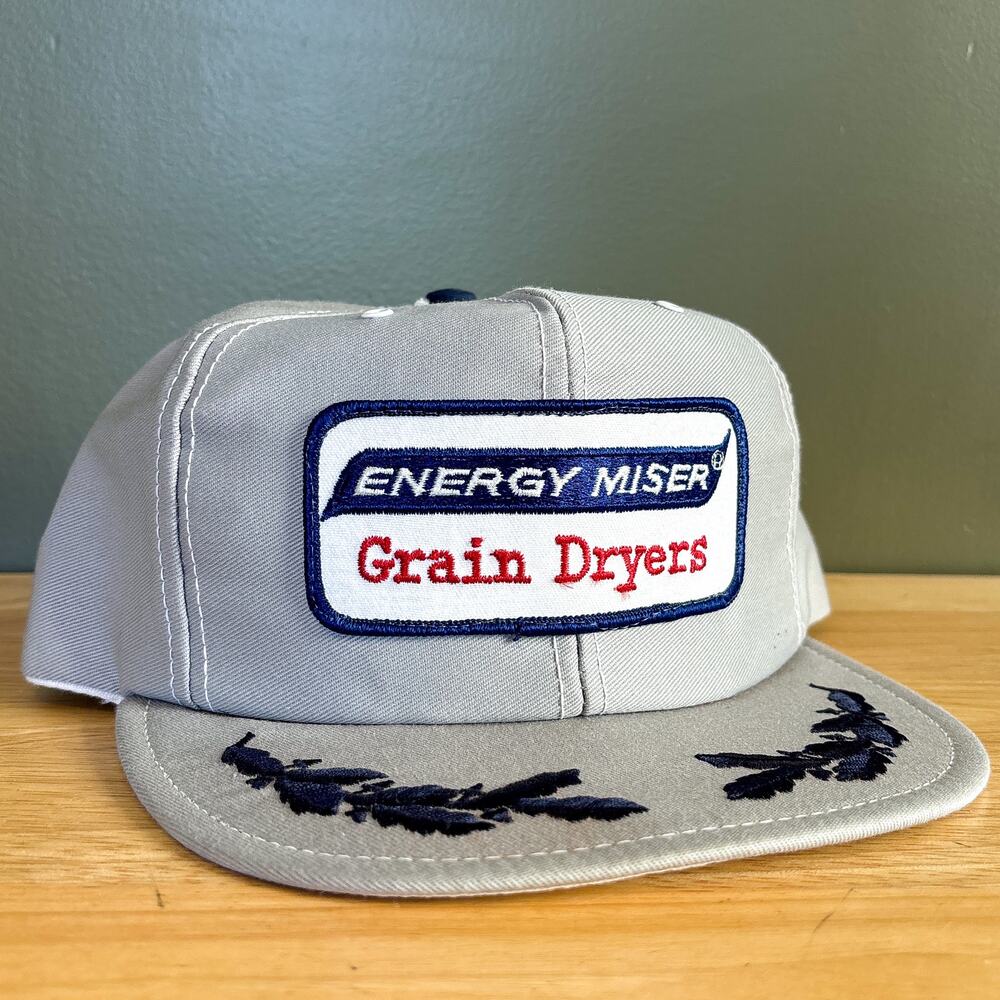 Vintage Energy Miser Grain Dryers Gray Navy Brim Patch Snapback Hat